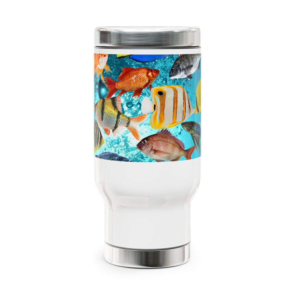 Enjoy Spill-Free Beverages with Our Insulated Fish-Print Tumbler14oz