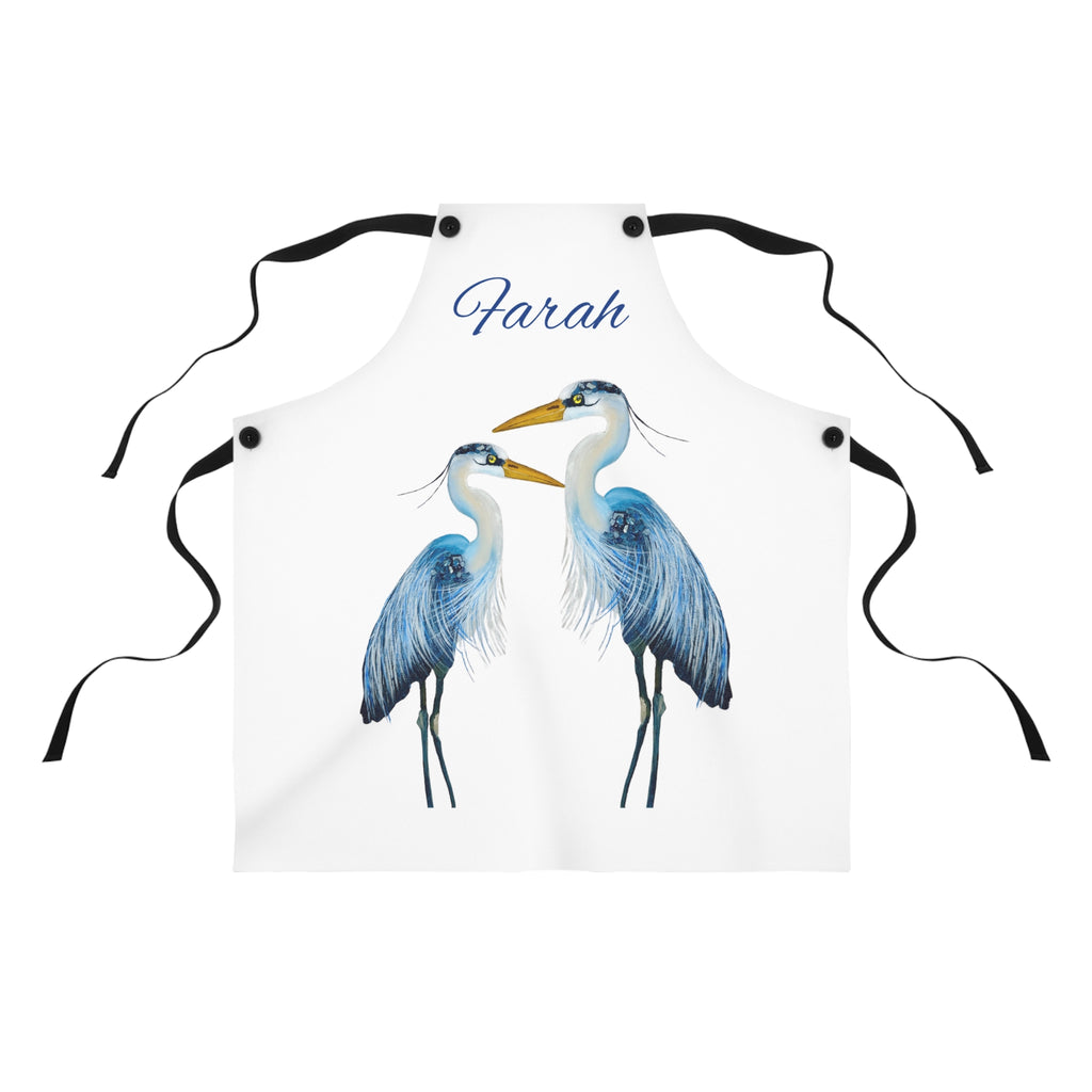 Copy of Elegant Heron Art Apron on White – Perfect for Chefs, Artists, and Gardeners