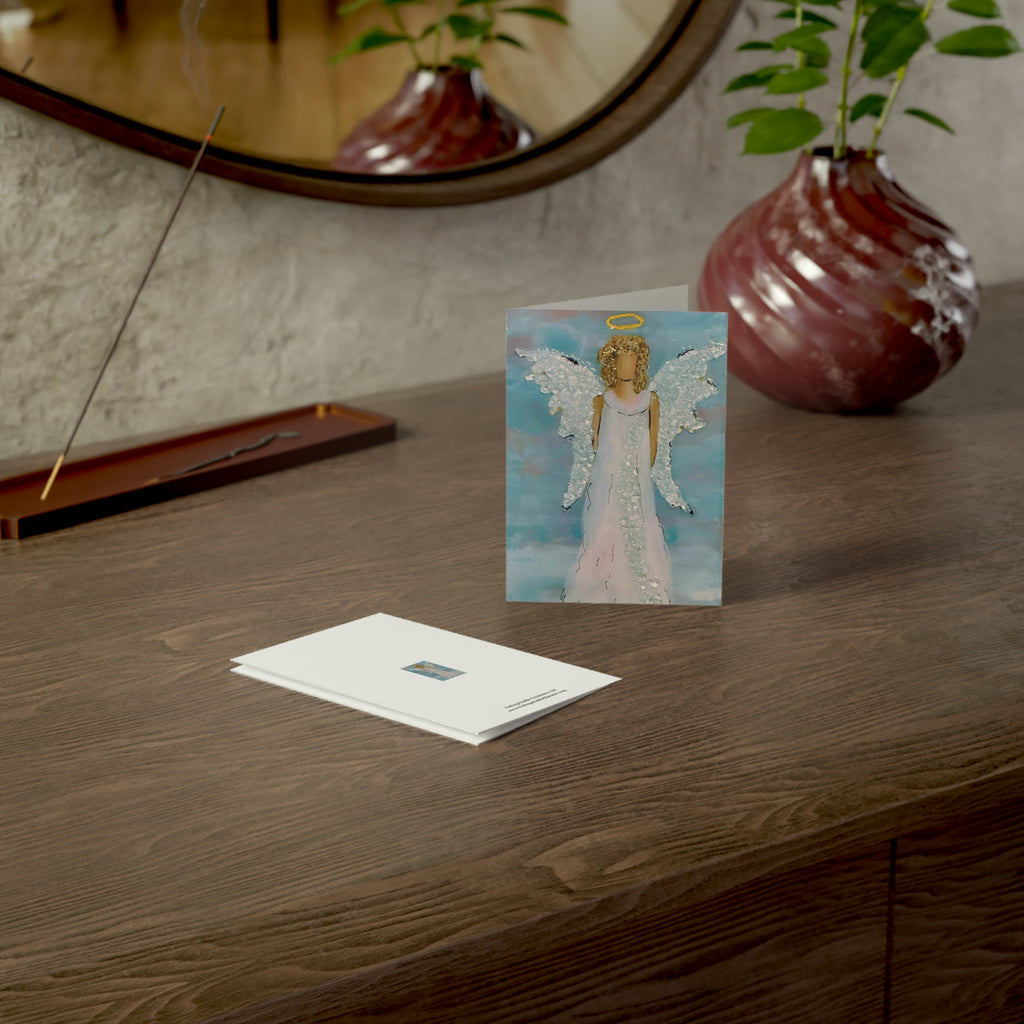 Elegant Angel Art Greeting Card - Handcrafted, Unique Design - Available in 1, 10, 30, 50 Packs