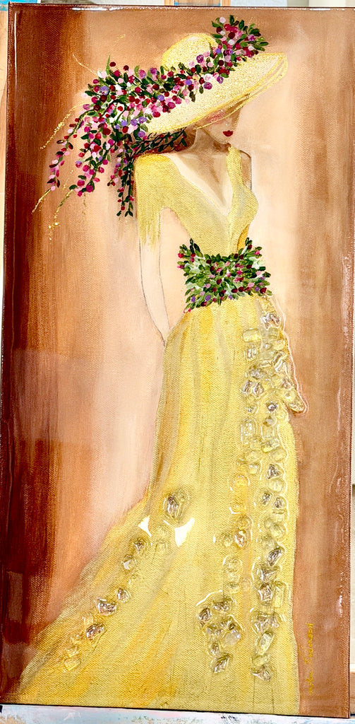 The Lady in Gold – 10x20 Mixed Media Canvas