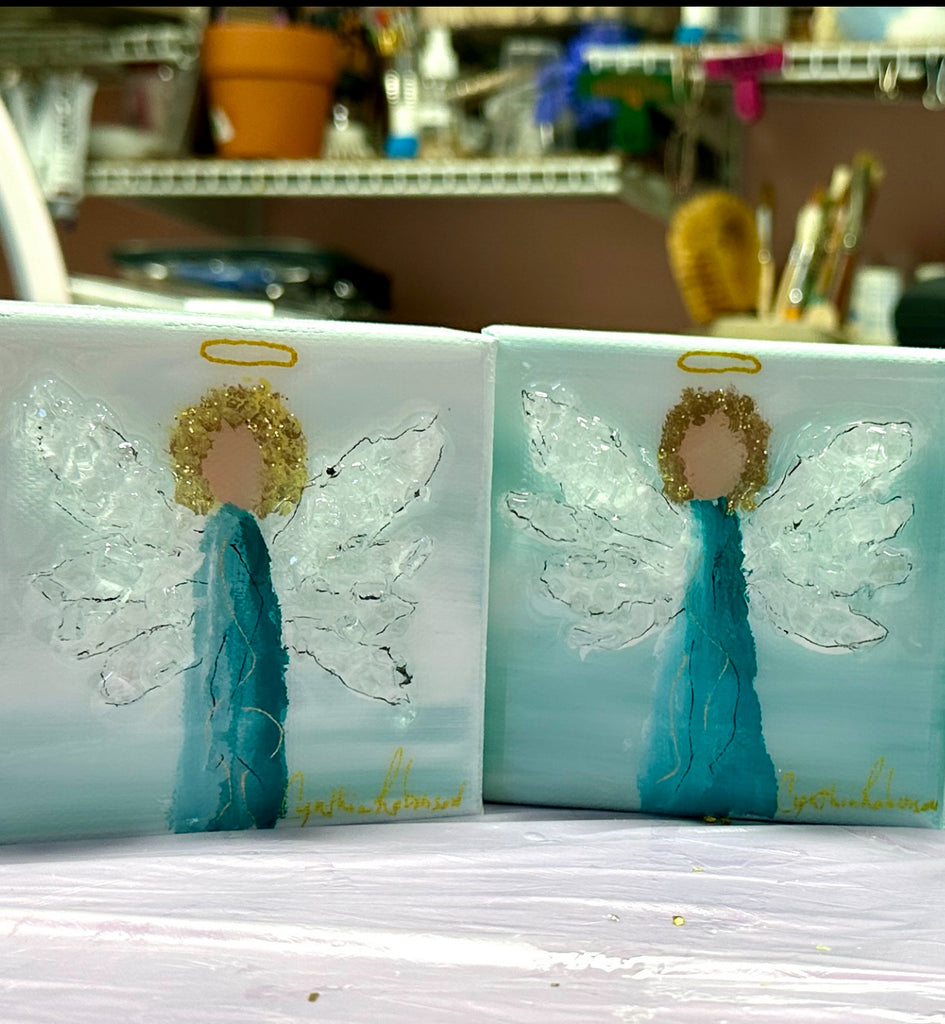 Hand-Painted Angel Art with Crushed Glass and Resin – Perfect Gift for Any Occasion!