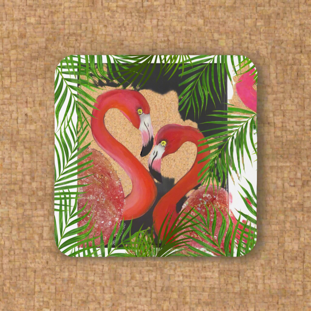 Cork-back coaster - Flamingo Art